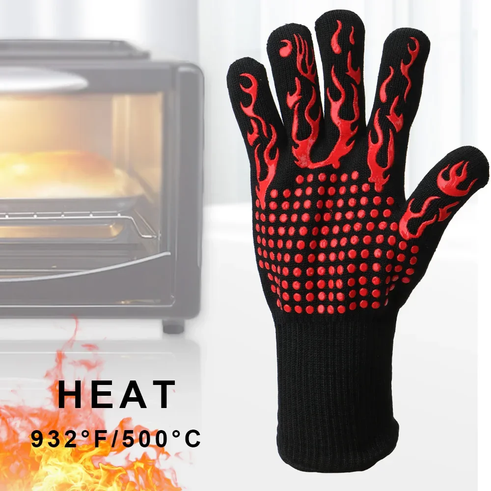 Oven Mitt Silicone - Guanti da fuoco antiscivolo ignifughi per